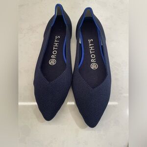 Beautiful Rothy's Navy Blue Knit Fabric Pointed-Toe Slip-On Flats Women’s Size 6